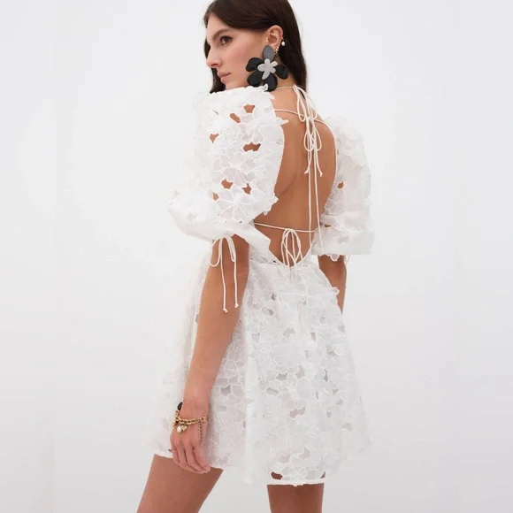 $230 NWT White For Love And Lemons “Leighton” Mini Dress Sz 2X - Picture 2 of 12